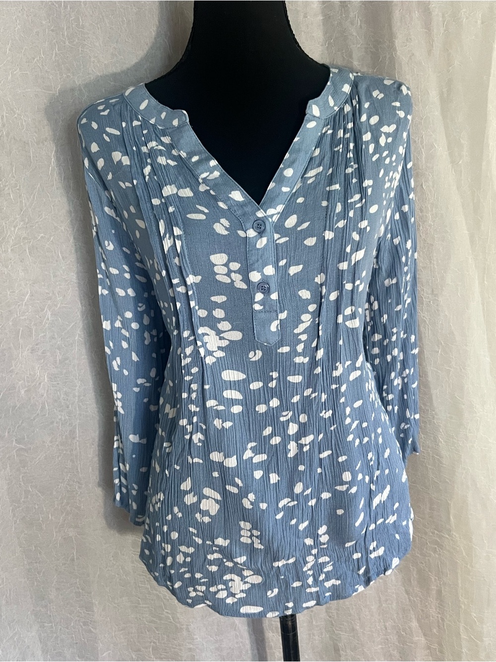 Blue White Printed Lightweight Women’s Blouse button down